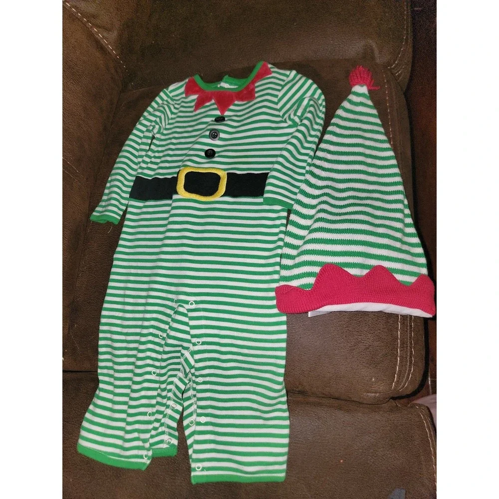 Gymboree layette‎ line holiday shop itty bitty elf romper and hat 18 24 months
